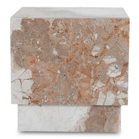 Layla Breccia Beige Marble Side Table - Ornate Home
