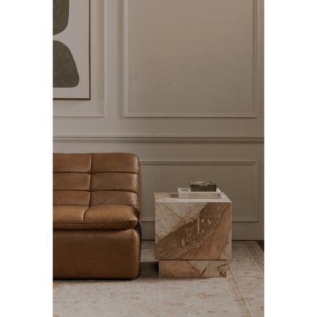 Layla Breccia Beige Marble Side Table - Ornate Home