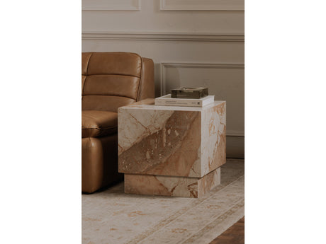 Layla Breccia Beige Marble Side Table - Ornate Home