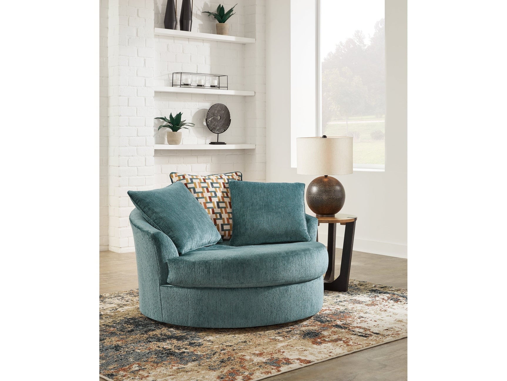 Laylabrook Teal Oversized Swivel Accent Chair (Online Special Price) - Ornate Home