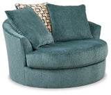 Laylabrook Teal Oversized Swivel Accent Chair (Online Special Price) - Ornate Home