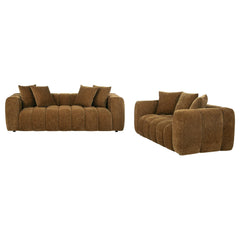 Lazaro Bronze 2-Piece Fabric Upholstered Wide Channel Sofa Set - Ornate Home