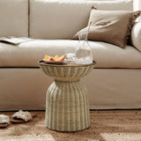 Lazaro Burnished Brass/Natural Round Rattan Side Table - Ornate Home