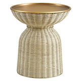 Lazaro Burnished Brass/Natural Round Rattan Side Table - Ornate Home