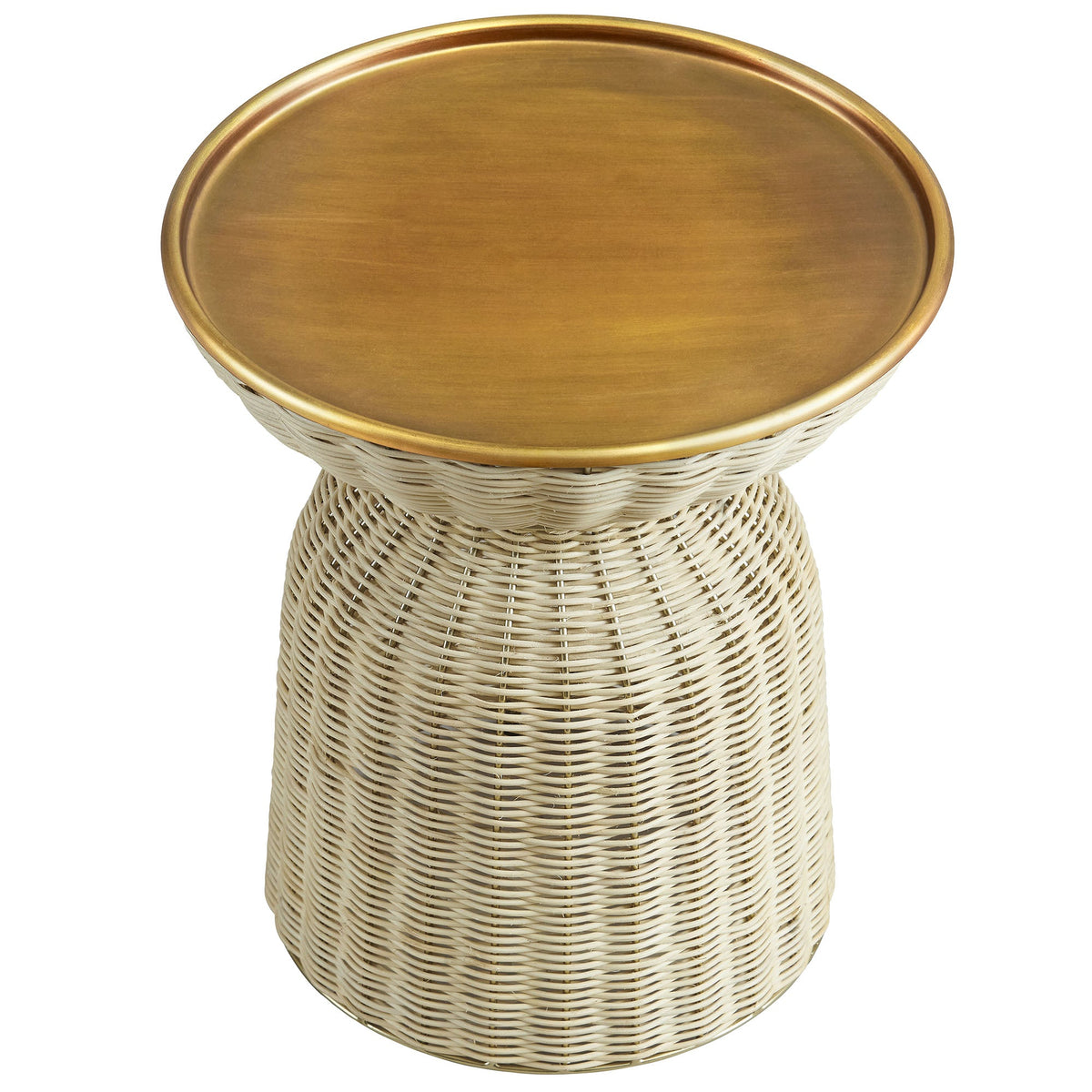 Lazaro Burnished Brass/Natural Round Rattan Side Table - Ornate Home