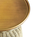 Lazaro Burnished Brass/Natural Round Rattan Side Table - Ornate Home