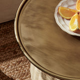 Lazaro Burnished Brass/Natural Round Rattan Side Table - Ornate Home