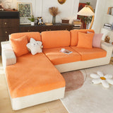 Leaf Pattern Jacquard Fabric Stretchable Cushion Cover, Non-Slip Furniture Protector for Kids, L Shaped Couch Covers - Ornate Home