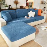 Leaf Pattern Jacquard Fabric Stretchable Cushion Cover, Non-Slip Furniture Protector for Kids, L Shaped Couch Covers - Ornate Home