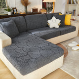 Leaf Pattern Jacquard Fabric Stretchable Cushion Cover, Non-Slip Furniture Protector for Kids, L Shaped Couch Covers - Ornate Home
