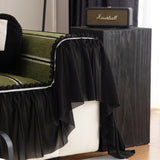 Leaf Stripe Sofa Cover with Black Sheer Skirt, Boho Soft Couch Slipcover for Pets - Ornate Home
