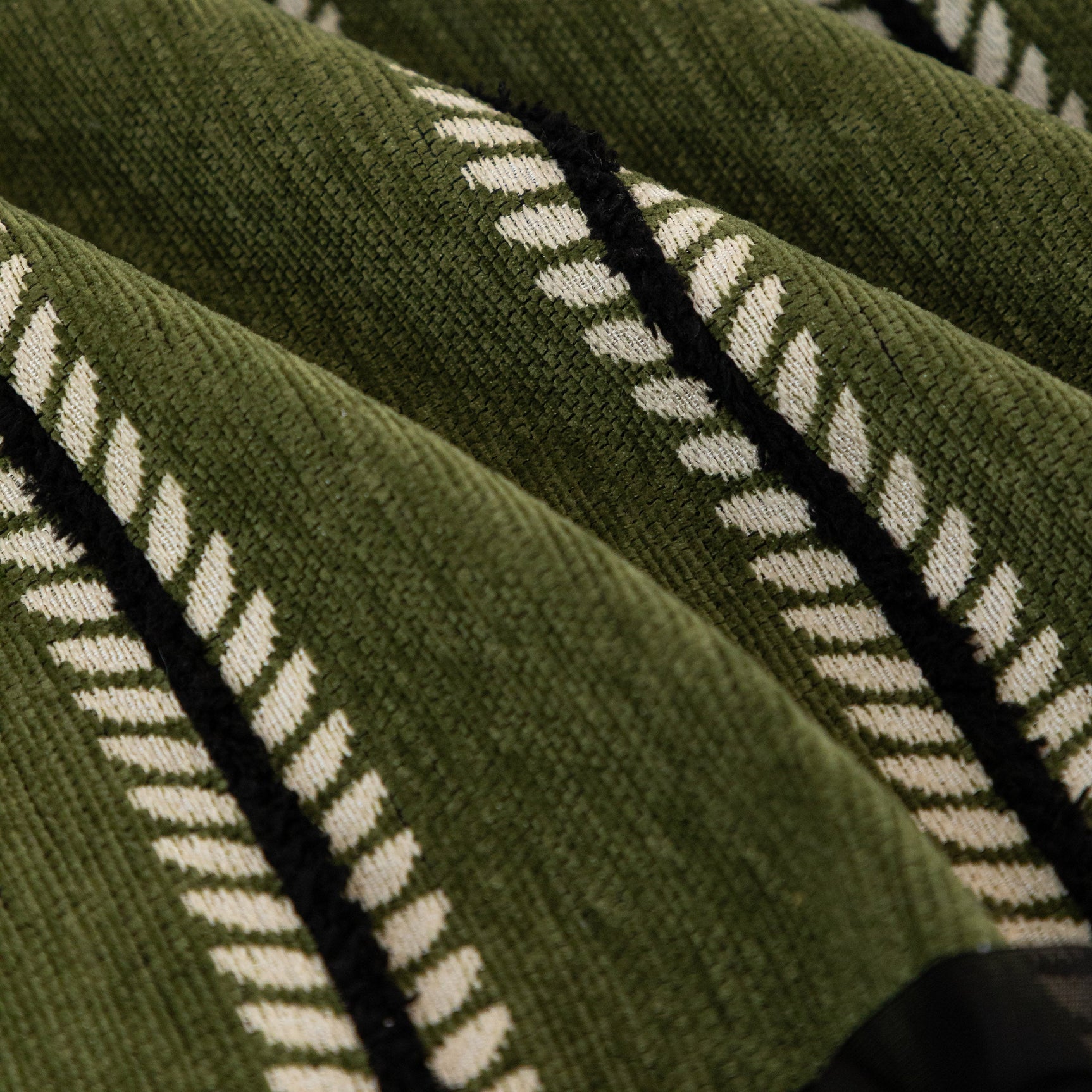Leaf Stripe Sofa Cover with Black Sheer Skirt, Boho Soft Couch Slipcover for Pets - Ornate Home