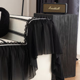 Leaf Stripe Sofa Cover with Black Sheer Skirt, Boho Soft Couch Slipcover for Pets - Ornate Home