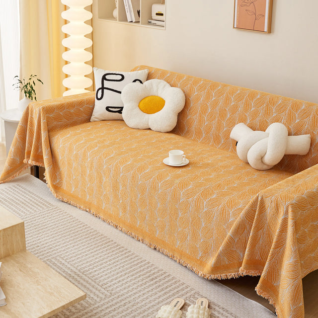 Leaf Universal Furniture Protector Chenille Couch Cover, Large Couch Cover Blanket for Couch Sofa - Ornate Home