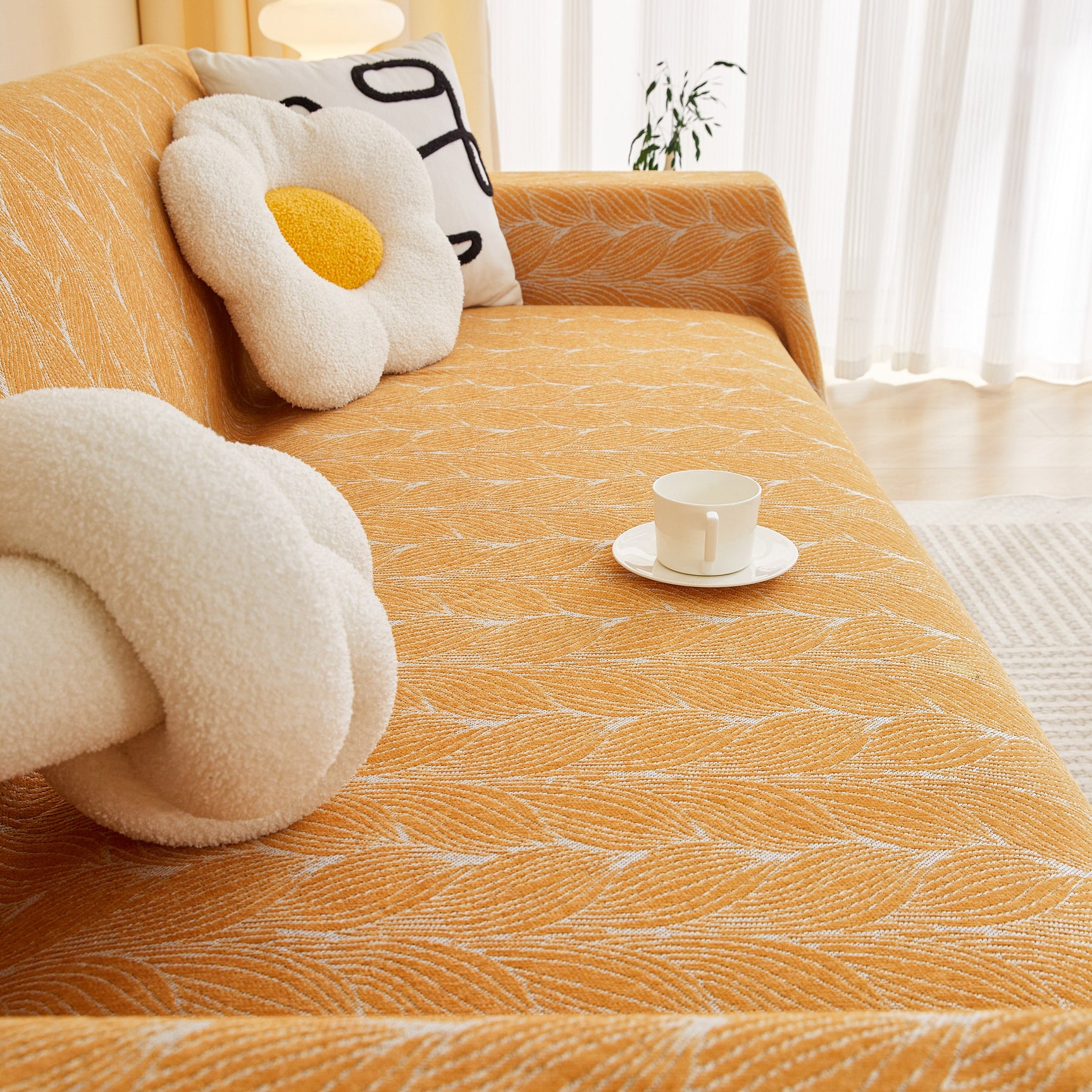 Leaf Universal Furniture Protector Chenille Couch Cover, Large Couch Cover Blanket for Couch Sofa - Ornate Home