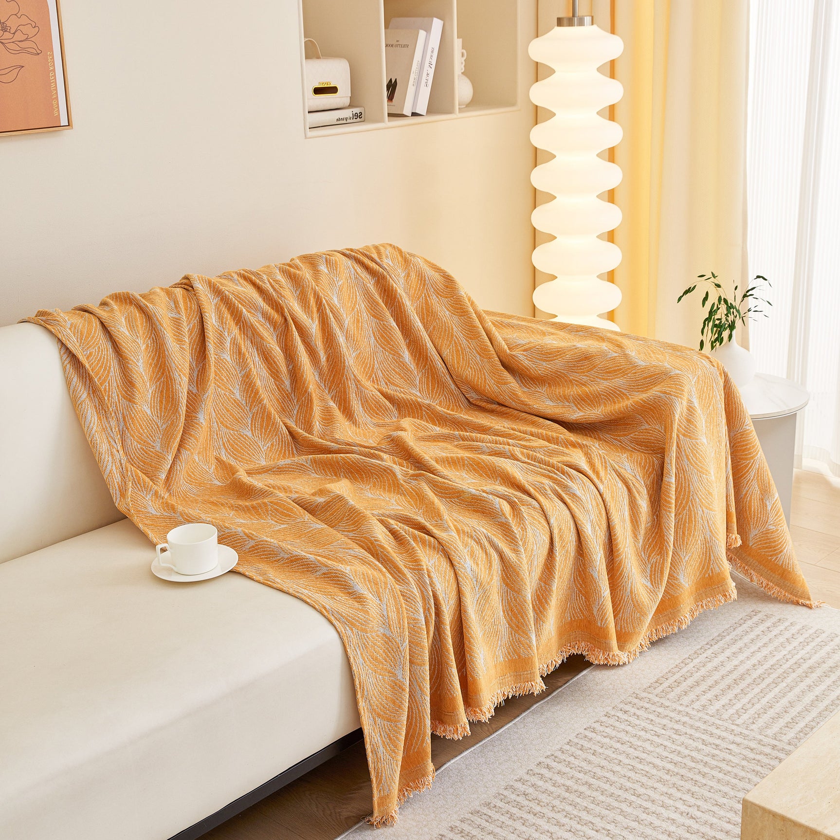 Leaf Universal Furniture Protector Chenille Couch Cover, Large Couch Cover Blanket for Couch Sofa - Ornate Home