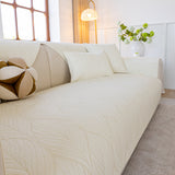 Leaf Vein Textured Cotton Quilted Sofa Slipcover, Non-Slip Modular Couch Covers - Ornate Home