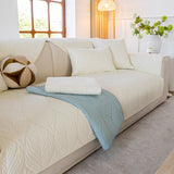Leaf Vein Textured Cotton Quilted Sofa Slipcover, Non-Slip Modular Couch Covers - Ornate Home