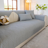 Leaf Vein Textured Cotton Quilted Sofa Slipcover, Non-Slip Modular Couch Covers - Ornate Home