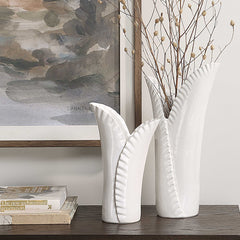 Leafscape White Vases (Set of 2) - Ornate Home