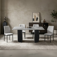 Leander Black Dining Table W/Ceramic Top - Ornate Home