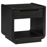 Leandro Burnished Black 1-drawer Wood Occasional Side End Table - Ornate Home