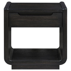 Leandro Burnished Black 1-drawer Wood Occasional Side End Table - Ornate Home