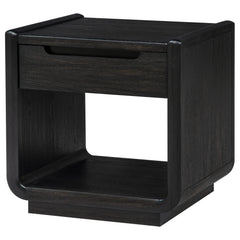 Leandro Burnished Black 1-drawer Wood Occasional Side End Table - Ornate Home