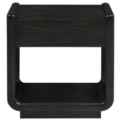 Leandro Burnished Black 1-drawer Wood Occasional Side End Table - Ornate Home