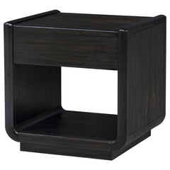 Leandro Burnished Black 1-drawer Wood Occasional Side End Table - Ornate Home