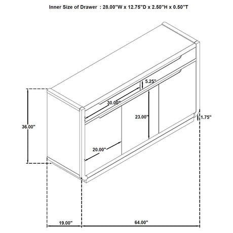 Leandro Burnished Black 2-drawer Dining Sideboard Server - Ornate Home