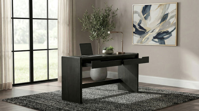 Leandro Burnished Black 2-drawer Home Office Writing Desk - Ornate Home