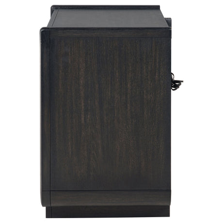 Leandro Burnished Black 2-drawer LED Nightstand with USB - Ornate Home