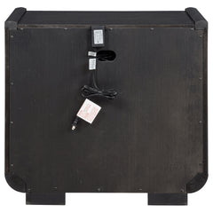 Leandro Burnished Black 2-drawer LED Nightstand with USB - Ornate Home