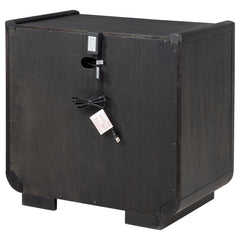Leandro Burnished Black 2-drawer LED Nightstand with USB - Ornate Home