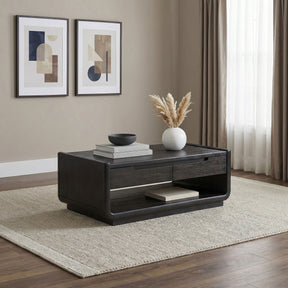 Leandro Burnished Black 2-drawer Wood Cocktail Coffee Table - Ornate Home
