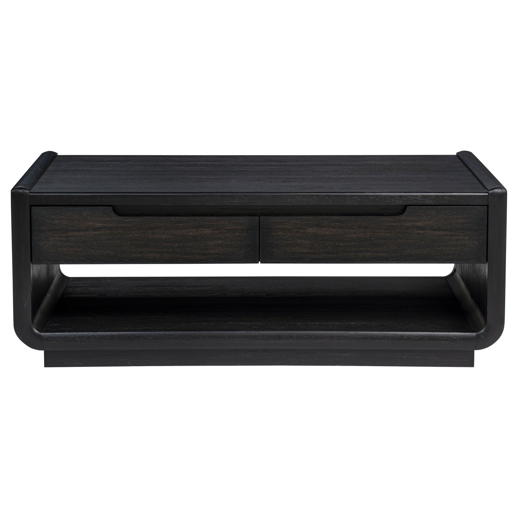 Leandro Burnished Black 2-drawer Wood Cocktail Coffee Table - Ornate Home