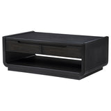 Leandro Burnished Black 2-drawer Wood Cocktail Coffee Table - Ornate Home