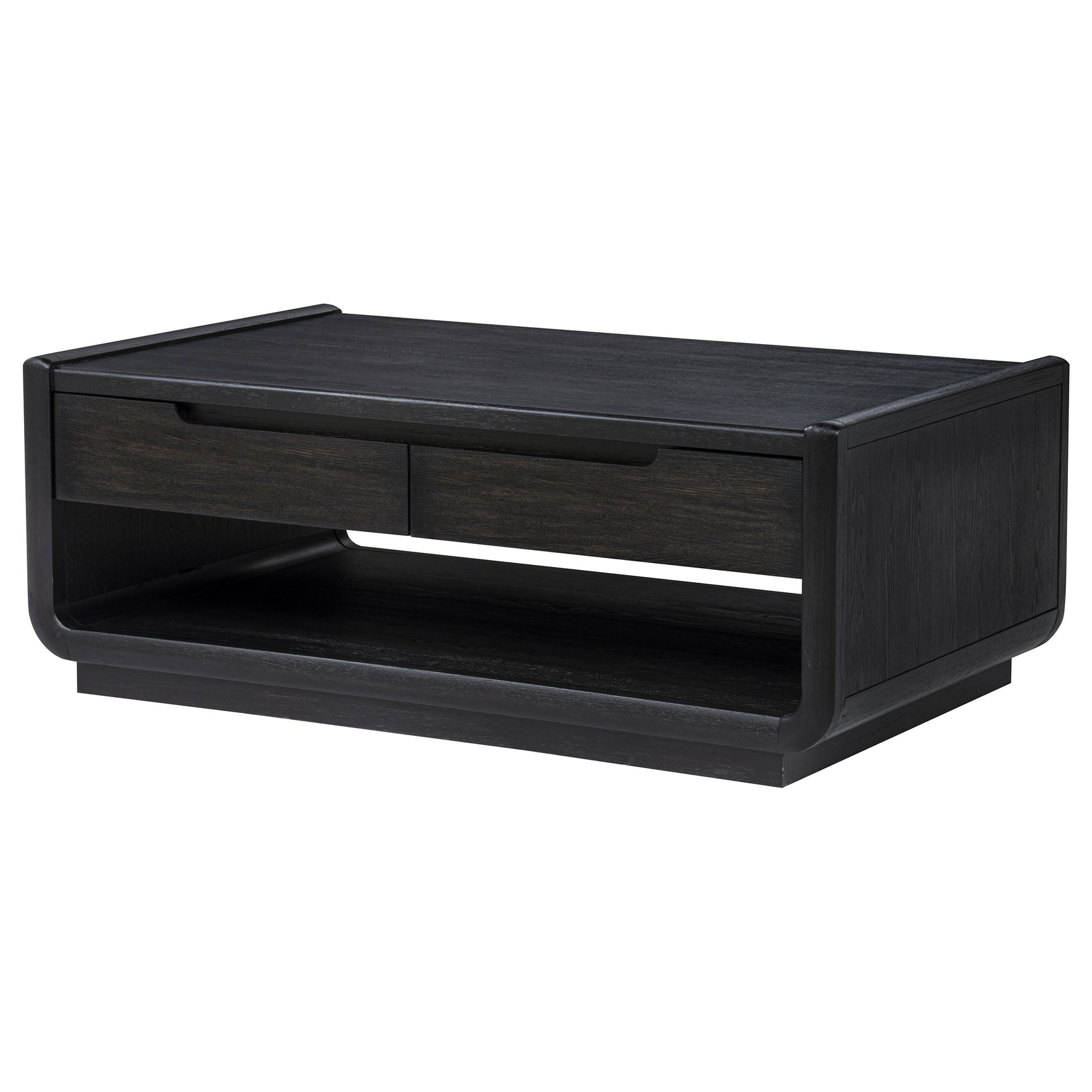Leandro Burnished Black 2-drawer Wood Cocktail Coffee Table - Ornate Home