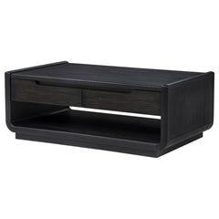 Leandro Burnished Black 2-drawer Wood Cocktail Coffee Table - Ornate Home
