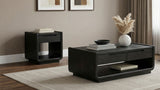 Leandro Burnished Black 2-drawer Wood Cocktail Coffee Table - Ornate Home