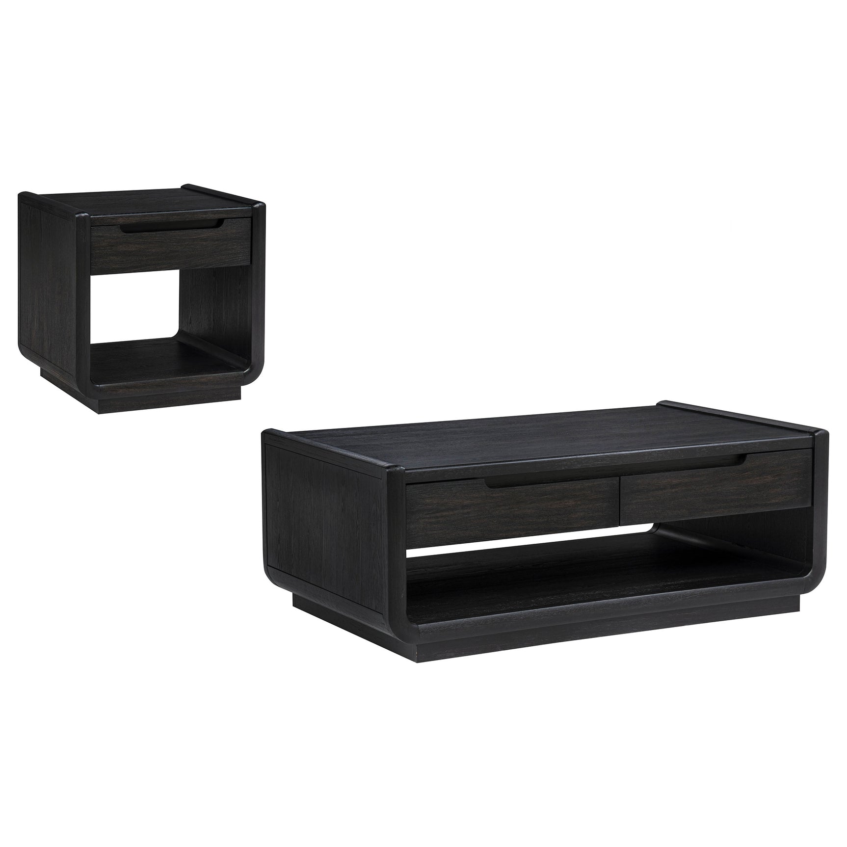 Leandro Burnished Black 2-piece Wood Coffee and End Table Set - Ornate Home