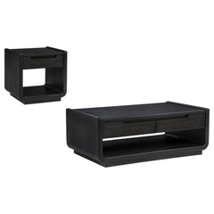 Leandro Burnished Black 2-piece Wood Coffee and End Table Set - Ornate Home