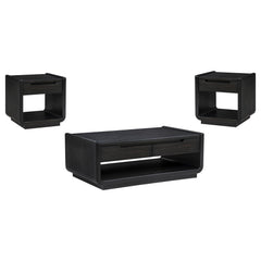 Leandro Burnished Black 3-piece Wood Coffee and End Table Set - Ornate Home