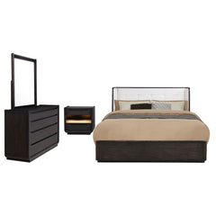 Leandro Burnished Black 4-piece California King Bedroom Set - Ornate Home