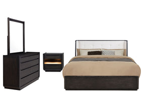 Leandro Burnished Black 4-piece Queen Bedroom Set - Ornate Home