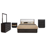 Leandro Burnished Black 5-piece California King Bedroom Set - Ornate Home