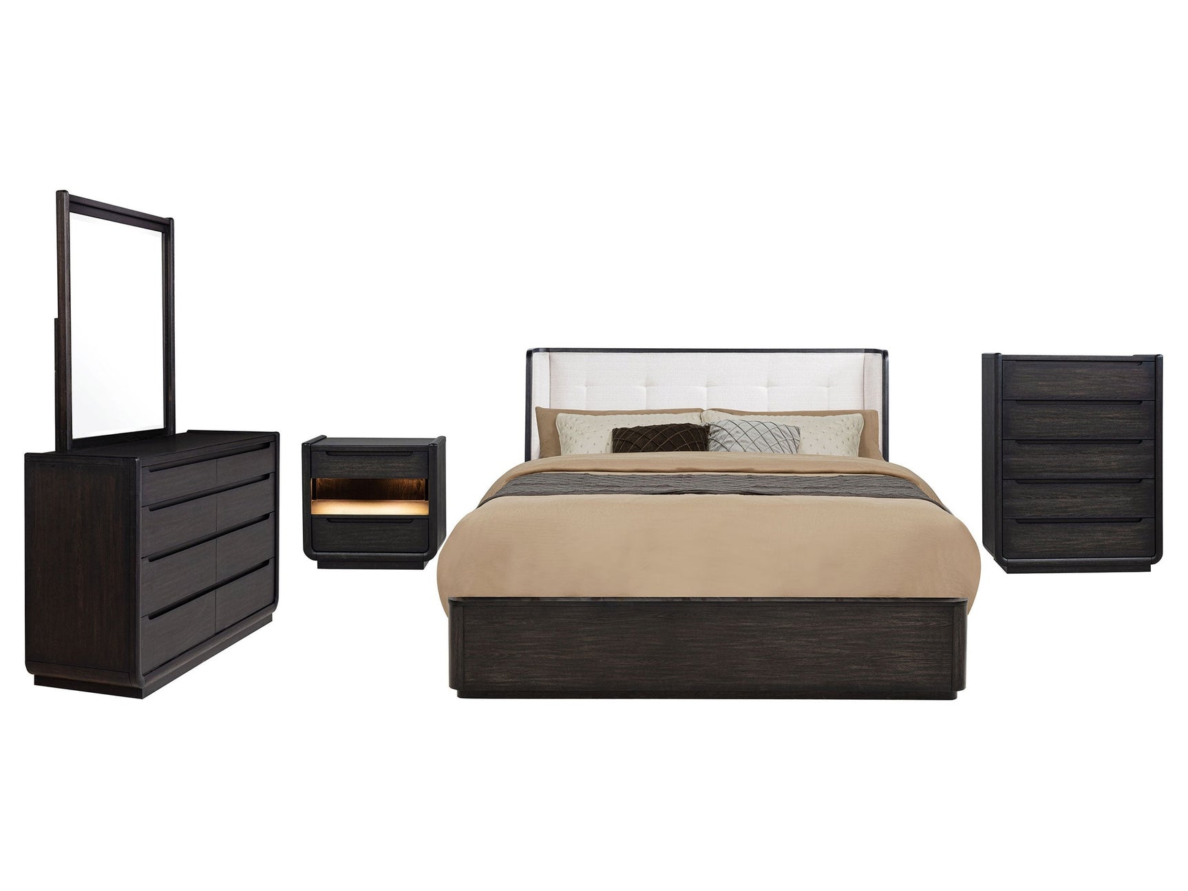 Leandro Burnished Black 5-piece Eastern King Bedroom Set - Ornate Home