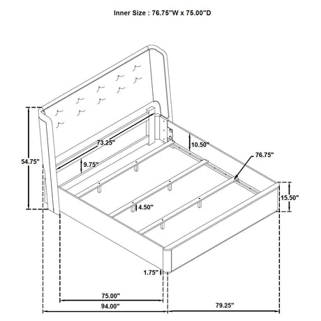 Leandro Burnished Black 55-inch Eastern King Wingback Bed - Ornate Home