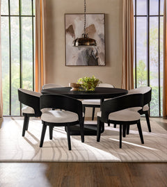 Leandro Burnished Black 60-inch Round Dining Table - Ornate Home